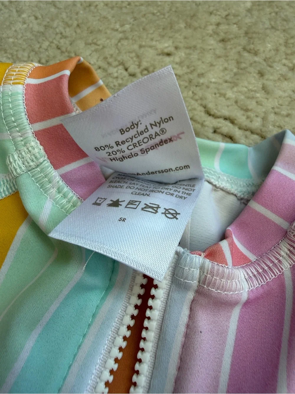 Hanna Andersson Size 60, 3-6 Months, Ombre Rainbow Stripe Swimsuit Rashguard